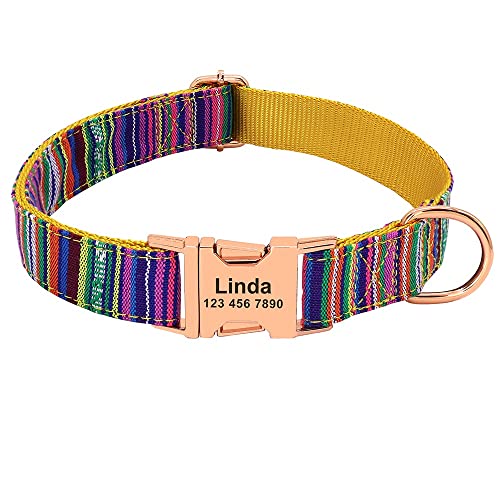 Hundehalsband Nylon Haustier Hundehalsband Benutzerdefiniertes Namensschild ID Tag Zubehör Hundehalsbänder Graviert Kleine Mittel Große Haustiere Halsbänder 1 Stück 05 S von AMOIZH