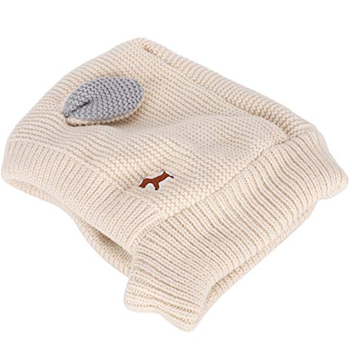 Gestrickte Hundemütze, Gestrickte Baumwollhündin Strickmütze, für Hundehut Pet Cap Kostüm Welpe(Beige) von AMONIDA