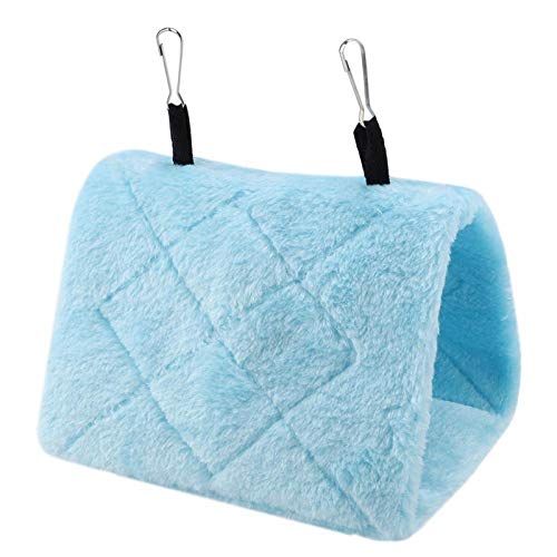 AMONIDA Hängematte, Winter warmes Bett Haustier Spielzeug weiche Plüsch Hängematte hängenden Käfig Zelt Vogel hängenden Käfig, schön und warm für Vögel(Blue, M) von AMONIDA