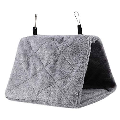 AMONIDA Hängematte, Winter warmes Bett Haustier Spielzeug weiche Plüsch Hängematte hängenden Käfig Zelt Vogel hängenden Käfig, schön und warm für Vögel(Gray, M) von AMONIDA