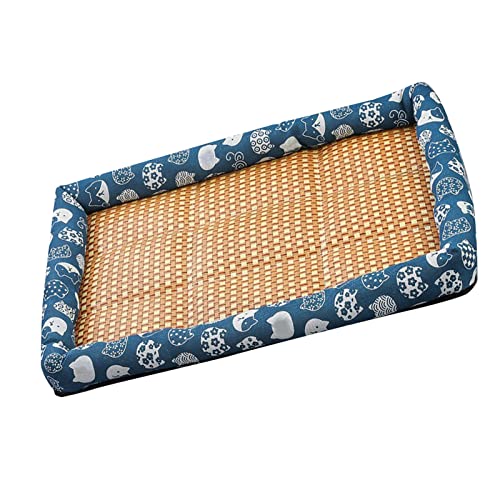 AMONIDA Haustierbett, Erfrischend Leicht zu Bewegen Pet Summer Mat Vine Woven Bequem für Heißes Wetter (Blau 60 x 45 cm/23,6 x 17,7 Zoll (empfohlen 10 kg)) von AMONIDA