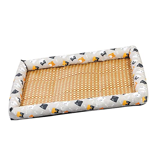 AMONIDA Haustierbett, Erfrischend Leicht zu Bewegen Pet Summer Mat Vine Woven Bequem für Heißes Wetter (Grau 60 x 45 cm/23,6 x 17,7 Zoll (empfohlen 10 kg)) von AMONIDA