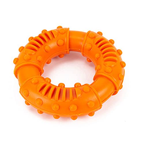 AMONIDA Hunde-Gummi-Zahnknirschspielzeug, Niedliches Aussehen, Hunde-Gummi-Zähneknirsch-Donut, rutschfest, Langlebig, Sicher, Interaktiv für Zuhause (Orange) von AMONIDA