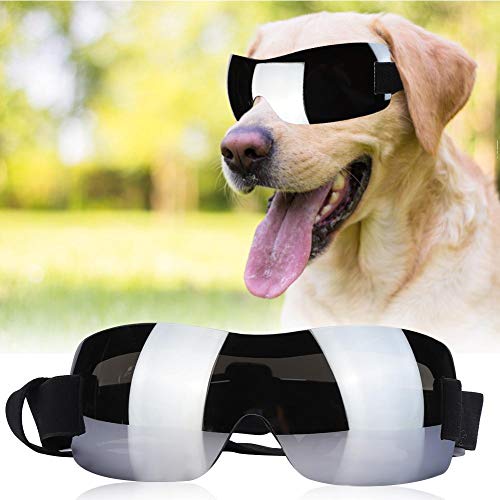 AMONIDA Hundesonnenbrille, verstellbare Haustierbrille, rahmenlose professionelle Kunststoff-Hundebrille Anti-UV-Schutz für Haustiere(Silver) von AMONIDA