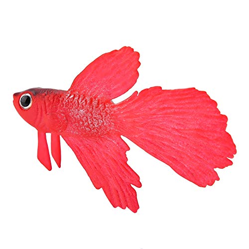 AMONIDA Kleiner Silikonfisch, Dauerhafte, Ungiftige Dekoration für Aquarien, Realistisch für Aquarien, Leicht zu Reinigen für Aquarien, Nicht Leicht zu verblassen. (Nr. 1 Roter Kampffisch) von AMONIDA