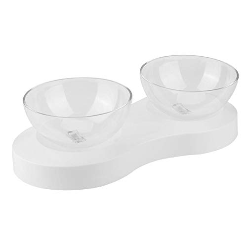 AMONIDA Trinkfütterungsschüssel Pet Feeder Pet Feeding Bowl, (weiß) Doppel-Katzenschüssel Cat Feeder, für Katze,(White) von AMONIDA