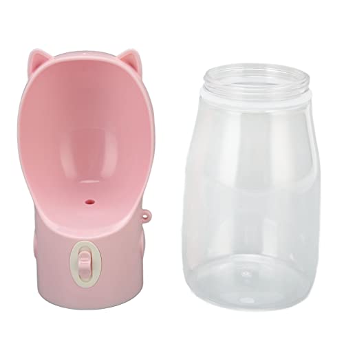 AMONIDA Wasserspender für Haustiere, Auslaufsicher, 550 Ml, Hundewasserflasche, Universell, BPA-frei, Tragbar, mit Leine, für Camping Im Freien (Rosa) von AMONIDA