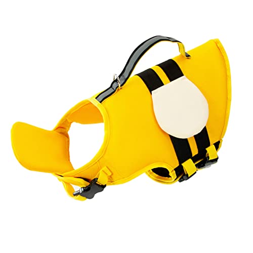 AMONIDA Hunde-Schwimmweste, Schnell Trocknend, Hoher Auftrieb, Reflektierende, wasserdichte Hunde-Schwimmweste mit Griff, Rettungsbootfahren (Gelbe Biene M Brustumfang: 56–69 cm/22–27,16 Zoll,) von AMONIDA