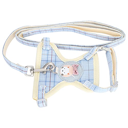 Katzenwestengeschirr, Haustiergeschirr Katzengeschirr mit Leine für Katzenweste für Haustiergeschirr(Blue plaid, 1.5cm (suitable for 7-16 kg)) von AMONIDA