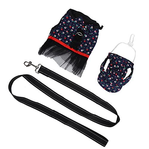 Pet Dress Harness Set, Pig Walking Vest Strap Schön für kleine Haustiere(GXBD04 blau, m) von AMONIDA