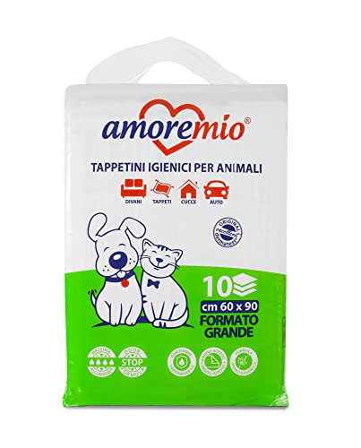 AMORE MIO Mio | 10 Hygienematten für Hunde, Katzen und Haustiere, super saugfähig, 1 Packung mit 10 Schlafschläfer, 60 x 90 cm von AMORE MIO