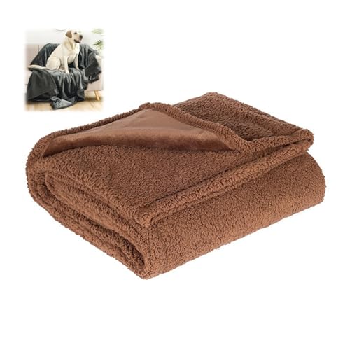 AMOUSDRDR Wasserdichte Haustierdecke, wasserdichte Hundedecke, waschbar, doppelseitig, weich, verdickt, Flanell, Hundedecken für Couch, Bett (L x B x H): 65 x 57 cm, Kaffee) von AMOUSDRDR