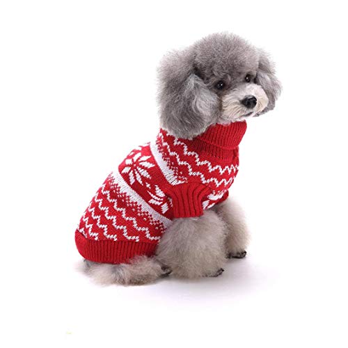 AMOYER 1pc Weihnachts Haustier Hund Pullover Strickte Pullover Für Mini Midium Hunde Weiche Warme Nette Hundejacke Wintermantel Rentier von AMOYER