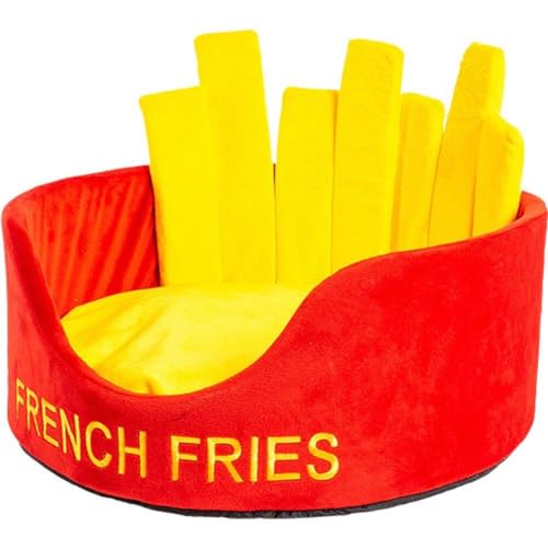 Pommes-Frites-Form, Katzennest, Katzenhaus, Haustierkorb, Katzenliege, Kissen, Weiche Kleine Hundematte, Tasche Für Waschbare Höhle, Pommes-Frites-katzenbetten von AMOYER