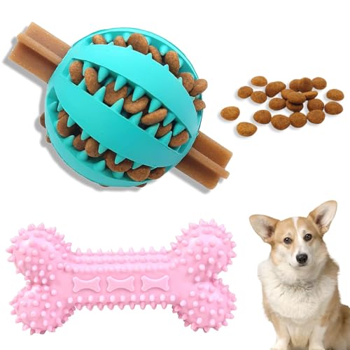 AMSNINK Hundespielzeug Set, Hundeball Und Knochen, Hundespielzeug Ball, Welpenspielzeug, Kong Hundespielzeug, Futterball Für Hunde, Kauspielzeug Hund, Snackball Hund, Für Mittelgroße, Kleine Hunde von AMSNINK