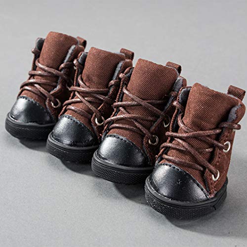 AMURAO Haustier Hund Stiefel Anti Slip Soft Canvas Schuhe Herbst Winter Warmhalten Schuhe für kleine Hunde von AMURAO