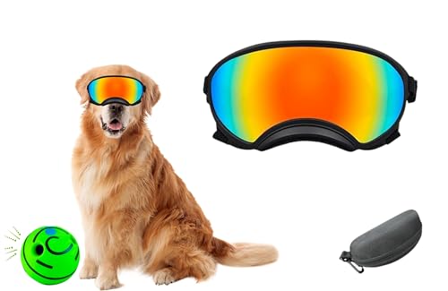 AMZENTIALS - Hundebrille | Sonnenbrille für Hunde Winddicht mit UV-Schutz, verstellbare Größe, Kleiner Ball inklusive | Hundebrille für Kleine Hunde und Groß | Hunde Sonnenbrille | Sonnenbrille Hund von AMZENTIALS