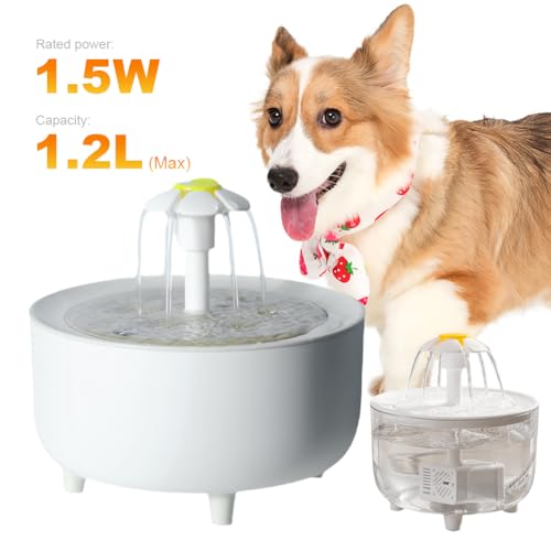 AMZLORD 1200 ml Autofilter Transparenter Katzentrinker USB -Haustierwasserbrunnen (weiß) von AMZLORD