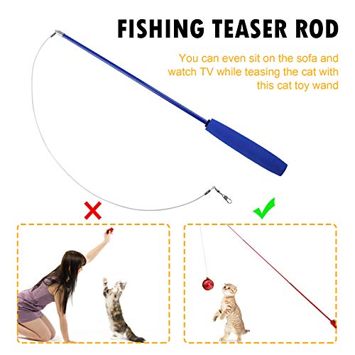 AMZLORD Fishing Pole Zauberstab DREI-Sektion Teleskop Funny Catcher Teaser Stab Rod Interaktiv for Innenspiele oder Bewegung von AMZLORD