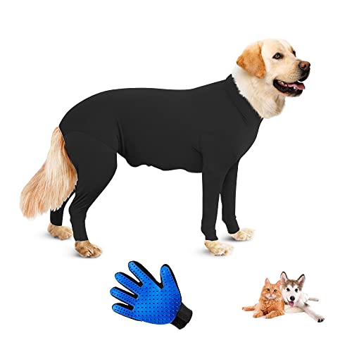 AMZSEA Chirurgischer Genesungsanzug für Hunde, Anti-Lecken, elastische Strumpfhose, Bodysuit, Vorbeugung des Ganzkörpers für Haarausfall, Allergie, Wundschutz, E-Halsband-Alternative (XXL, Schwarz) von AMZSEA