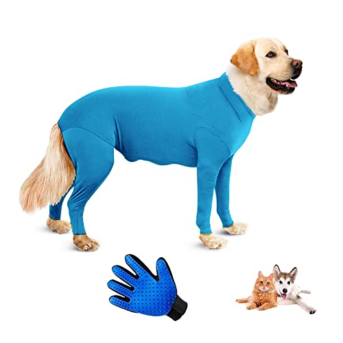 AMZSEA Chirurgischer Genesungsanzug für Hunde, Anti-Lecken, elastische Strumpfhose, Bodysuit, Vorbeugung des ganzen Körpers bei Haarausfall, Allergie, Wundschutz, E-Halsband-Alternative (XL, Blau) von AMZSEA