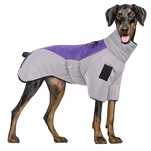 Hundemantel für Herbst/Winter, Baumwolle, reflektierend, warm, mit hohem Kragen, schneefest, dickere und wärmere Haustierkleidung. Kann mit einer Tragetasche verwendet werden (4XL, Violett) von AMZSEA