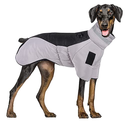 Hundemantel für Herbst/Winter, Baumwolle, reflektierend, warm, mit hohem Kragen, schneefest, dickere und wärmere Haustierkleidung. Kann mit einer Tragetasche verwendet werden (Größe 6XL, Schwarz) von AMZSEA