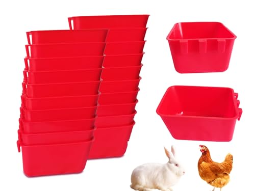 AMZSYLV 20 Stück Käfig Tassen Vögel Futterspender Samen Schüssel Huhn Fütterung Bewässerung Dish Kaninchen Wasser Futter hängende Drahtkäfige Box 16oz Coop Cups für Haustier Papagei Sittich Spiel von AMZSYLV