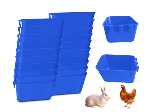 AMZSYLV 20 Stück Käfig Tassen Vögel Futterspender Samen Schüssel Huhn Fütterung Bewässerung Dish Kaninchen Wasser Futter hängende Drahtkäfige Box 16oz Coop Cups für Haustier Papagei Sittich Spiel von AMZSYLV