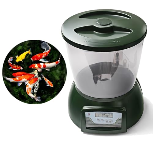 AMZTEMU 4.5L Automatic Fishfeeder, Fish Feeder Futterautomat, Auto-Teich-Fischfutterspender, Automatischer Futterspender für Teichfische für den Außenbereich, Koi-Fische -batteriebetrieben von AMZTEMU