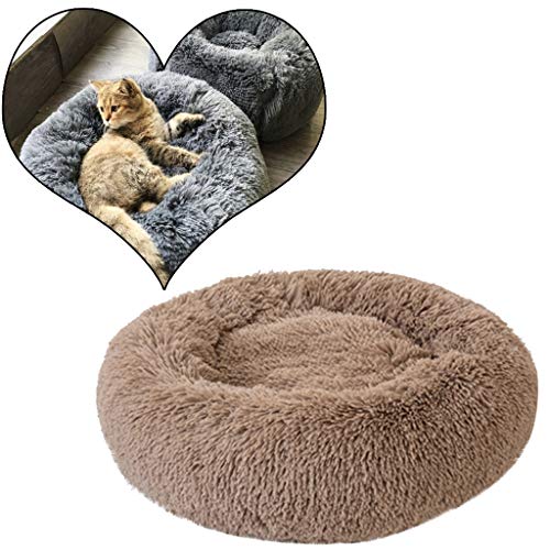 AMhomely® 2019 Haustiernest/Plüsch Katzenstreu/Zwinger - Komfortable Plüsch Zwinger Hunde Haustierstreu Tiefschlaf PV Katzenstreu Schlafsofa Haustierkissen (L, Khaki) von AMhomely