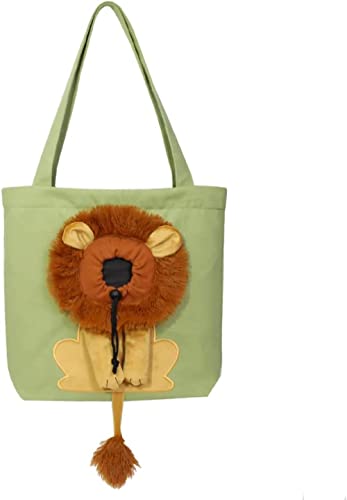 ANACRO Lion Pet Schulter Tasche, Hund Und Katze Kleine Haustier Leinwand Handtasche, Tragbare Tasche Für Den Täglichen Einkauf Zu Fuß-Light Green von ANACRO