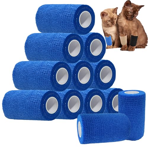 ANAMPION Selbstklebender Verband, 7.5cmx4.5m Non-Woven Selbsthaftende Bandage für Mensch und Tier, Flexibel Elastische Binde für Sport,Haustiere(Blau) von ANAMPION