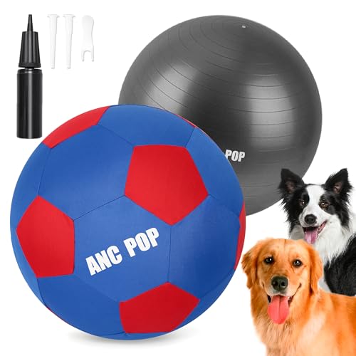 ANC POP Herding Ball für Hunde, Pferdeball & Ballabdeckung, 50,8 cm, Ball für Pferde, groß mit Handpumpe zum Spielen, Hüteball, Hüteball, Pferdespielzeug für Pferdestand, Blau und Rot von ANC POP