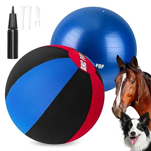 ANC POP Herding Ball für Hunde, Pferdeball & Ballabdeckung, 63,5 cm, Ball für Pferde, groß mit Handpumpe zum Spielen, Herding Ball, Herding Ball, Pferdespielzeug für Pferdestand, Rot und Blau und von ANC POP