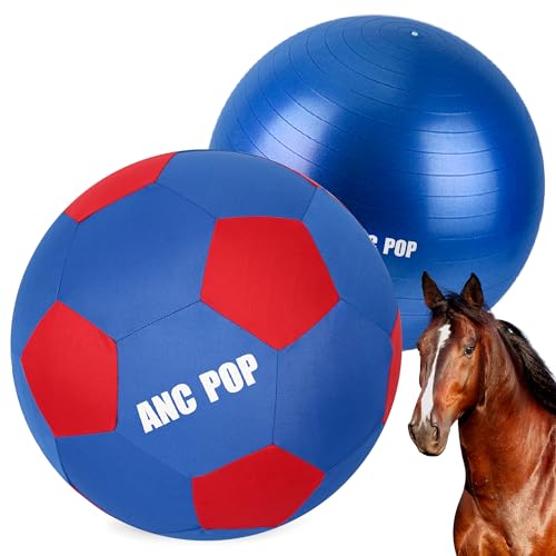 ANC POP Herding Ball für Pferde, Pferdeball & Ballabdeckung, 101,6 cm, Ball für Pferde, groß zum Spielen, Herding Ball, Pferdespielzeug für Pferde, Blau und Rot von ANC POP