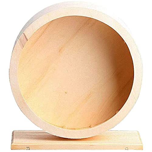 ANCLLO Hamster Wood Silent Running Heimtrainer - Hamster Laufrad Silent Holzhalterung Haustier Heimtrainer Spielzeug für Igel Chinchilla Kleintier（Durchmesser 21cm） von ANCLLO