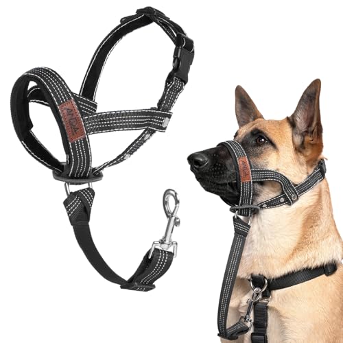 ANDA Gentle Leader Ultraleichtes reflektierendes Hundehalfter, verstellbar, atmungsaktiver Komfort, verhindert explosive Rauschen, ideal für den täglichen Gebrauch (Schwarz, Medium) von ANDA