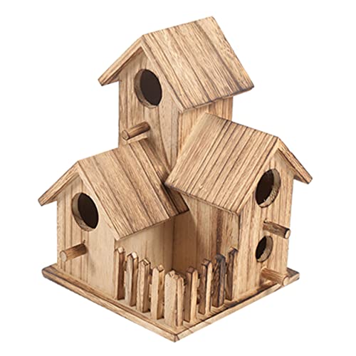 ANDRESLAD Holz Vogelnest Für Den Garten Klassisches Vogelhaus Mit Breitem Eingang Kreatives Vogelbett Für Outdoor Nutzung Robustes Vogelzubehör Hellbraun Ideal Für Wildvögel von ANDRESLAD