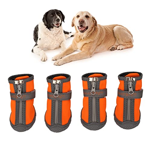 ANGGREK Hundestiefel für Kleine und Mittelgroße Hunde, Pfotenschutz, Atmungsaktive Schuhe mit Reflektierenden Riemen, rutschfeste Wanderstiefel, Wasserdicht, Langlebig, Bequem (2#) von ANGGREK