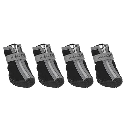 ANGGREK Hundestiefel mit Reflektierenden Streifen, 4 Stück/Set Hundeschuhe für Kleine Mittelgroße Hunde, wasserdichte Schuhe für Hunde, Robuste Anti-Rutsch-Sohle (4#) von ANGGREK