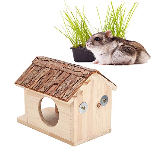 ANGGREK Sicheres Hamster-Holzhaus, mit Einem Loch, Hamsterhaus, Eichhörnchen-Kaninchen für Chinchilla-Meerschweinchen von ANGGREK