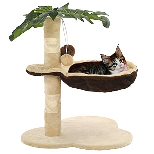 Katzen-Kratzbaum, ANGYANG Katzenzubehöhr, Kratzbaum Für Katzen, Katze Baum, Katzenkratzbaum, Katzenturm, Katzenmöbel, mit Sisal-Kratzstange 50 cm Beige und Braun von ANGYANG