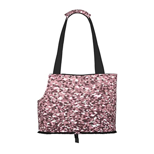 Rose Gold Pailletten auf Pink Abstract, Pet Carrier Handtaschen, Umhängetasche, Faltbare Einkaufstasche für Haustiere von ANGYANG