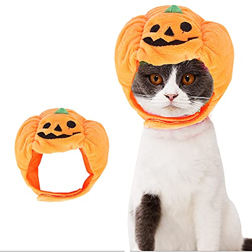 ANIAC Halloween-Hut für Hunde, Kätzchen, Kürbiskappe, Welpe, Party, Cosplay, Kleid, Katzenkürbis-Kostüm, lustige Haustier-Kopfbedeckung, Festival, Kopfzubehör für Katzen und kleine Hunde (klein) von ANIAC