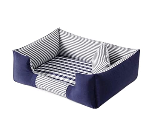 ANIIC Hundebett Katzenbett Lattice Pet Dog Bed Mat Warming Dog House Soft Nest Sleeping Warm Kennel Pet Supplies for Cat Puppy HundeköRbchen Hundekissen (Color : Blu, Size : 72 * 52cm) von ANIIC