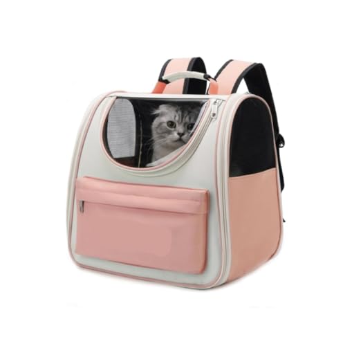 ANIIC Transportbox Katze Haustier-Rucksack, Katzen-Luftpolster-Rucksack, Hunde-Tragetasche Für Kleine Hunde Und Welpen, Hunde-Rucksack-Tragen Transportbox Hund (Color : Rosa, Size : 37 * 25 * 34cm) von ANIIC