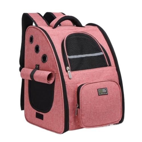 ANIIC Transportbox Katze Haustier-Rucksack, Tragbarer Hunderucksack, Katzen-Tragetasche, Outdoor-Reise-Haustierträger Transportbox Hund (Color : Rosa, Size : 13.4 * 11.43 * 16.55in) von ANIIC