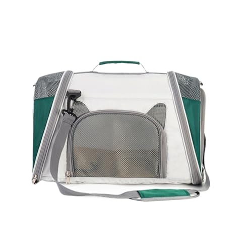 ANIIC Transportbox Katze Outdoor-Katzen-Umhängetasche, Tragbar, Faltbar, Für Reisen, Tragetasche, Haustierträger, Rucksäcke Transportbox Hund (Color : Grün, Size : 49 * 30 * 33cm) von ANIIC