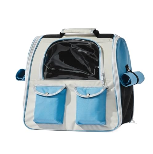 ANIIC Transportbox Katze Tragbarer Katzenrucksack, Netzstoff, Outdoor, Wandern, Reisetasche, Heimtierbedarf, Haustierträger Transportbox Hund (Color : Blue, Size : 40 * 30 * 38cm) von ANIIC